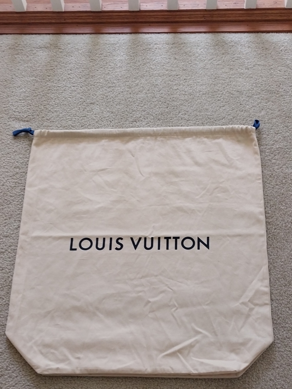 Louis Vuitton Cream and Logo Drawstring Dust Bag XL